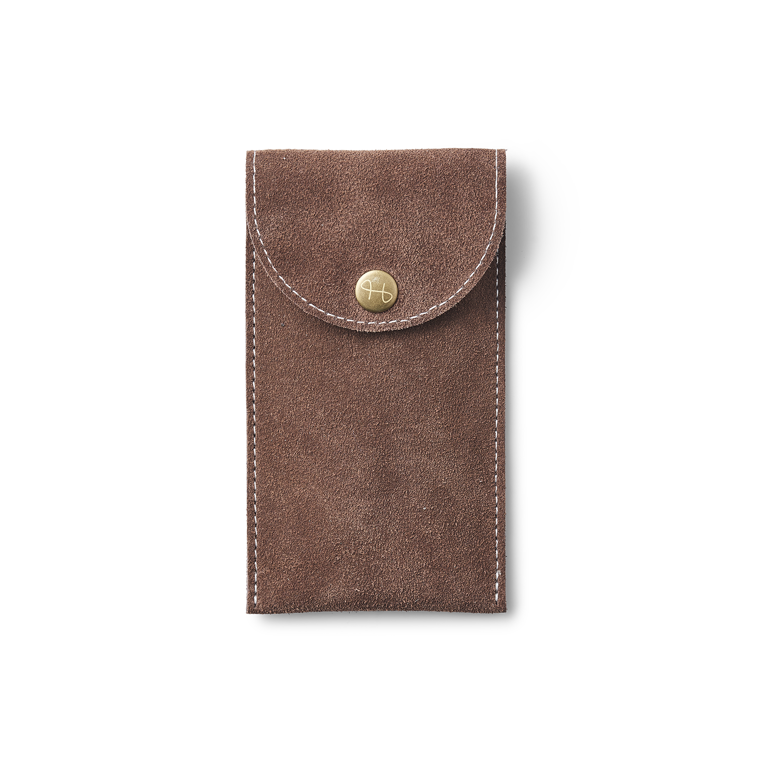 Watch Pouch - Brown by AV86 crafted in soft suede leather with brass button closure, designed for secure and elegant watch storage