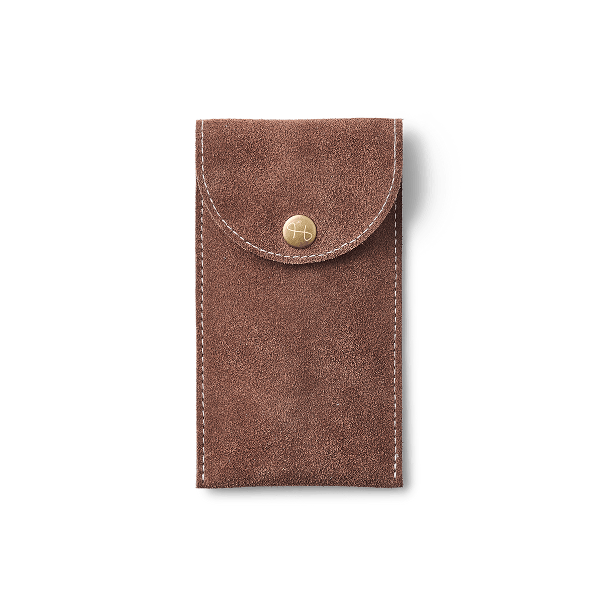 Watch Pouch - Brown by AV86 crafted in soft suede leather with brass button closure, designed for secure and elegant watch storage