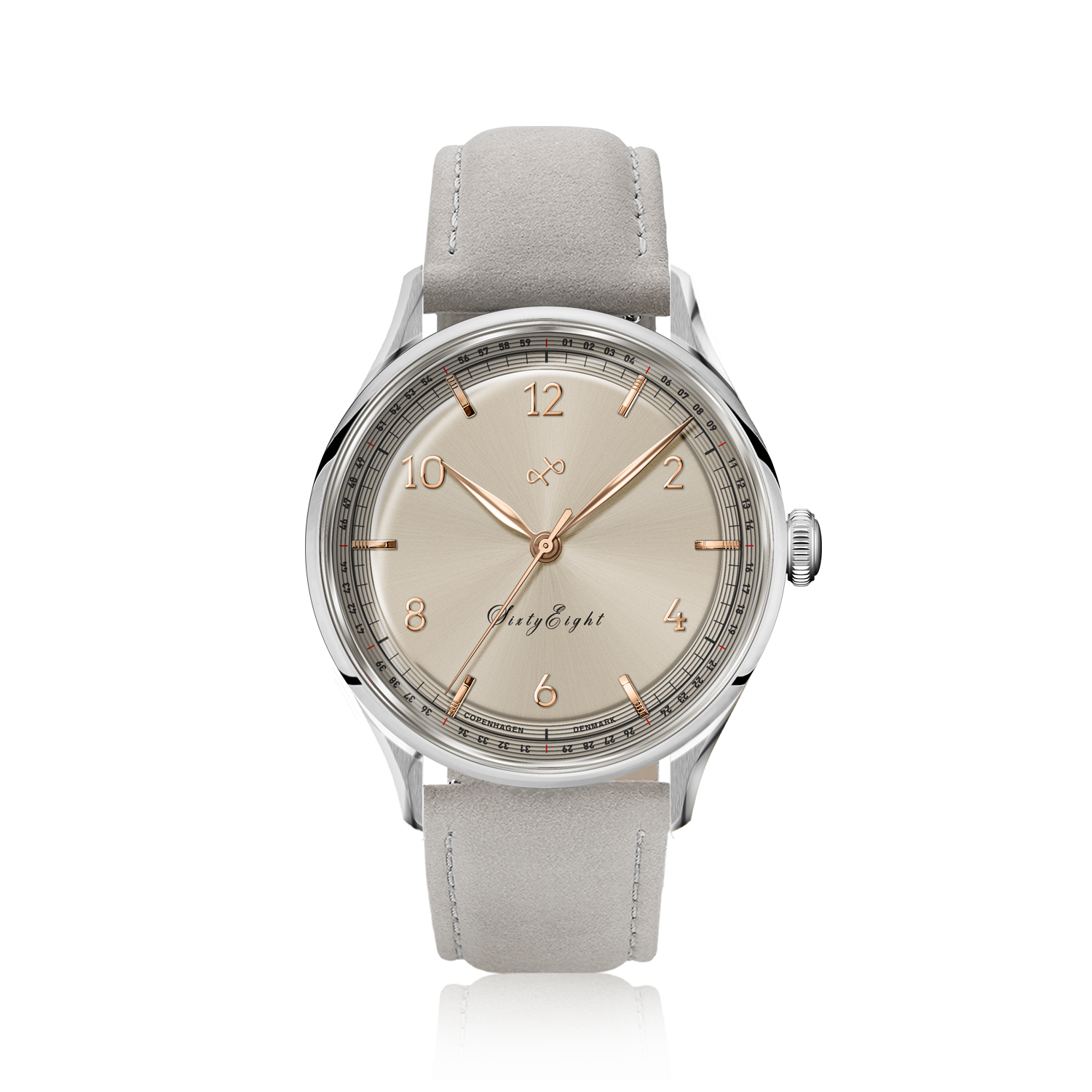 1968 Sixtyeight by AV86 vintage-inspired dress watch with sapphire crystal, delicate dial, and light leather strap