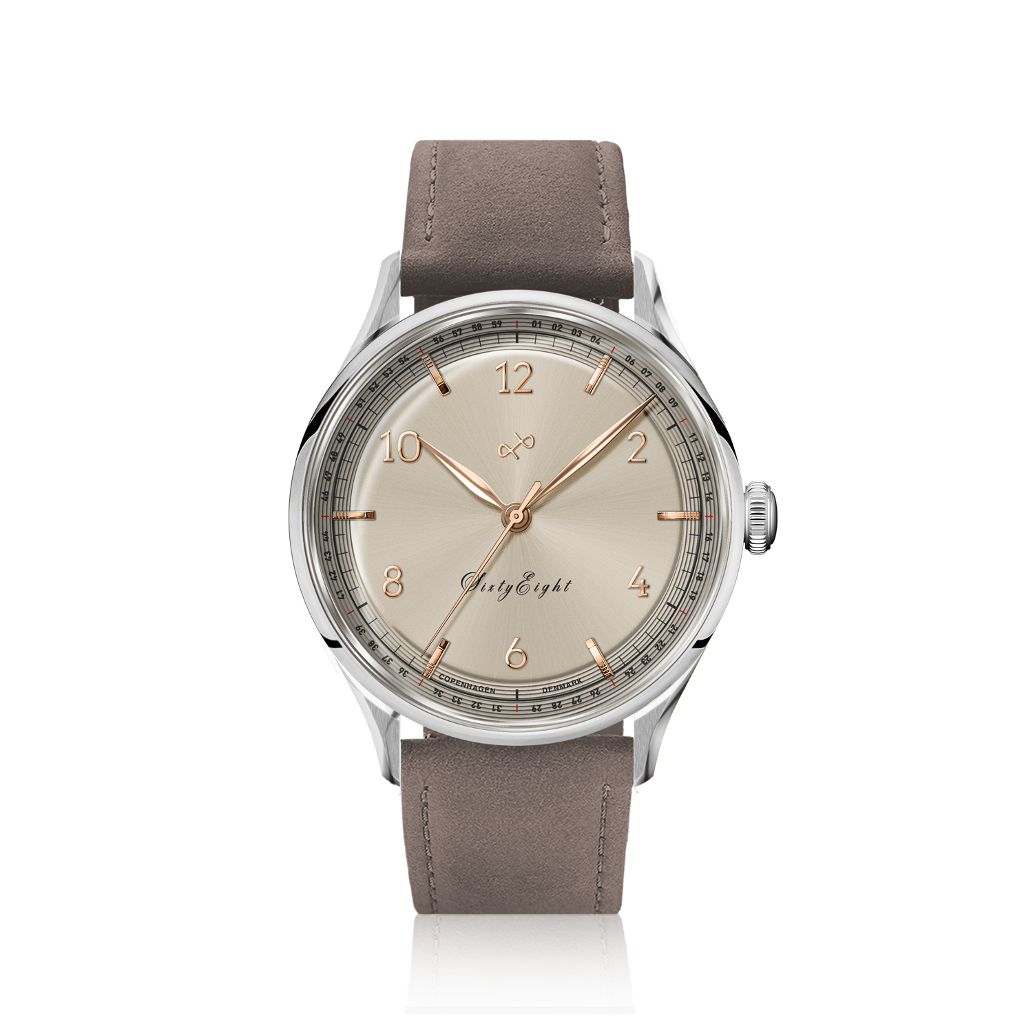 1968 Sixtyeight by AV86 vintage-inspired dress watch with sapphire crystal, minimalist dial, and leather strap