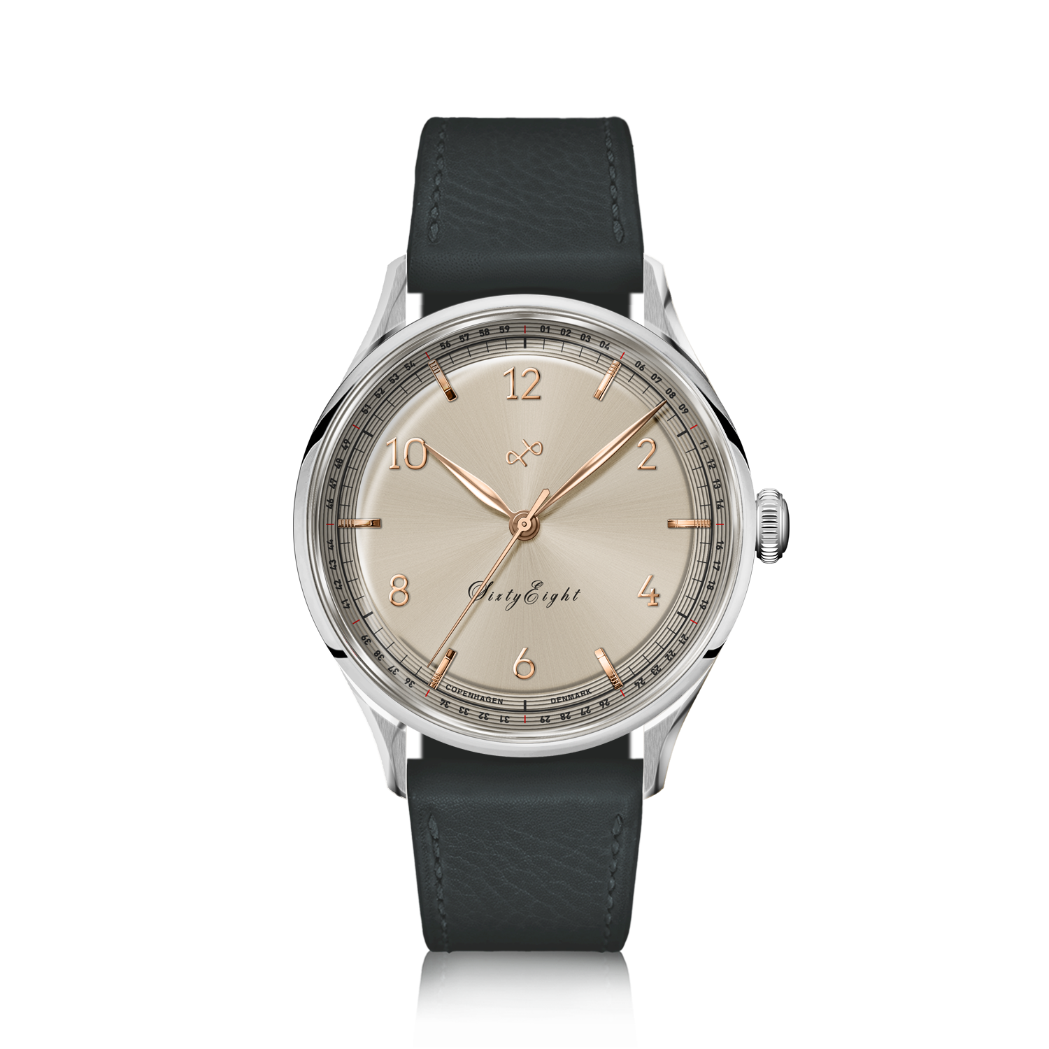 1968 Sixtyeight by AV86 vintage-inspired dress watch with sapphire crystal, elegant dial, and black leather strap