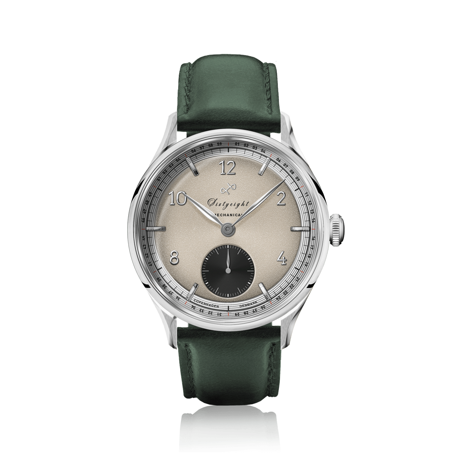 1968 Mechanical (Hand-Wound) by AV86 luxury vintage-inspired dress watch with mechanical movement, sapphire crystal, leather strap