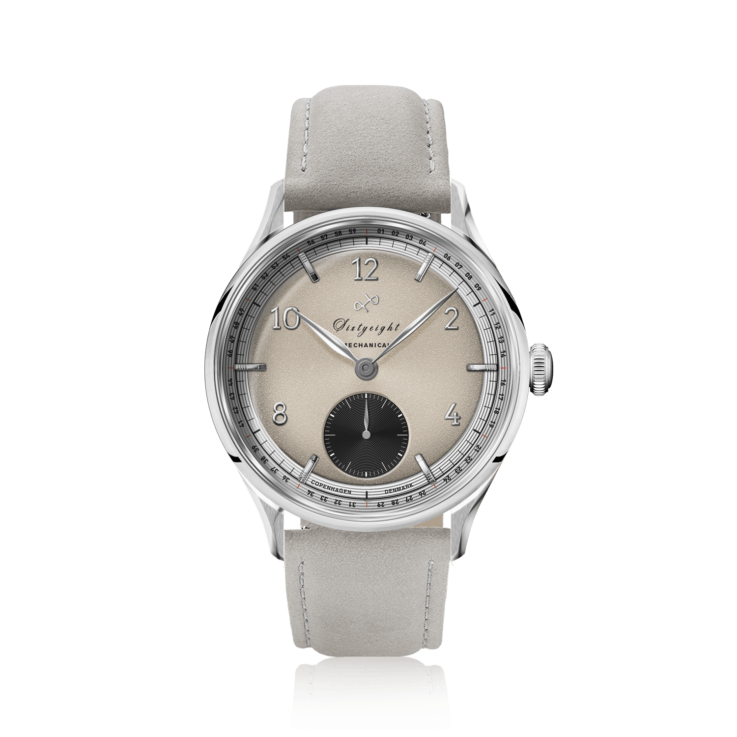 1968 Mechanical (Hand-Wound) by AV86 with vintage-inspired dial, sapphire crystal, mechanical movement, and suede leather strap