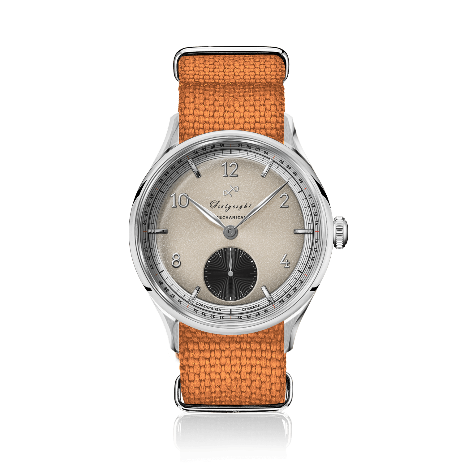 1968 Mechanical (Hand-Wound) by AV86 vintage-inspired dress watch with mechanical movement, sapphire crystal, and woven fabric strap