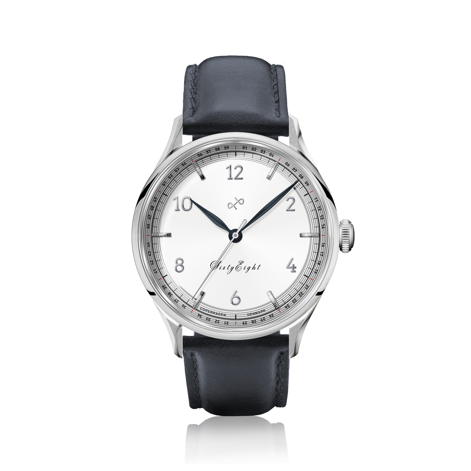 1968 Sixtyeight by AV86 vintage-inspired quartz dress watch with sapphire crystal and black leather strap