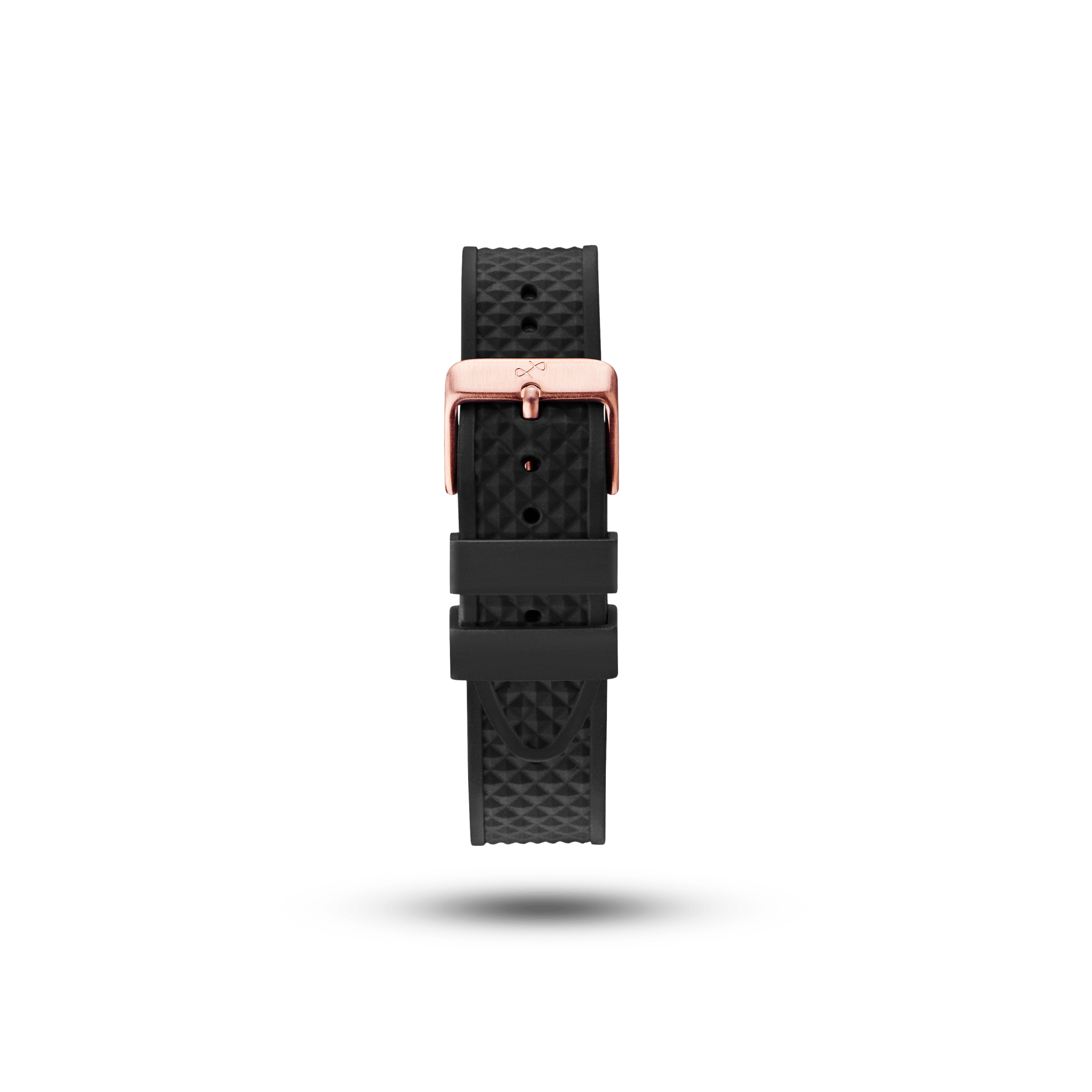 Silicone - Black by AV86 premium two-piece silicone strap with rose gold plated pin buckle and textured detailing