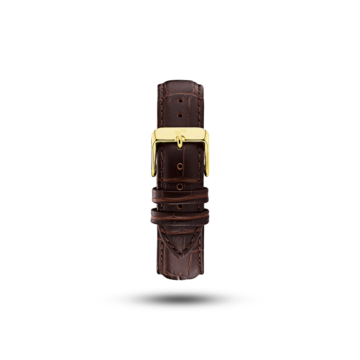Leather - Brown Croco two-piece high-quality leather strap with engraved AV86 branding and gold-plated pin buckle