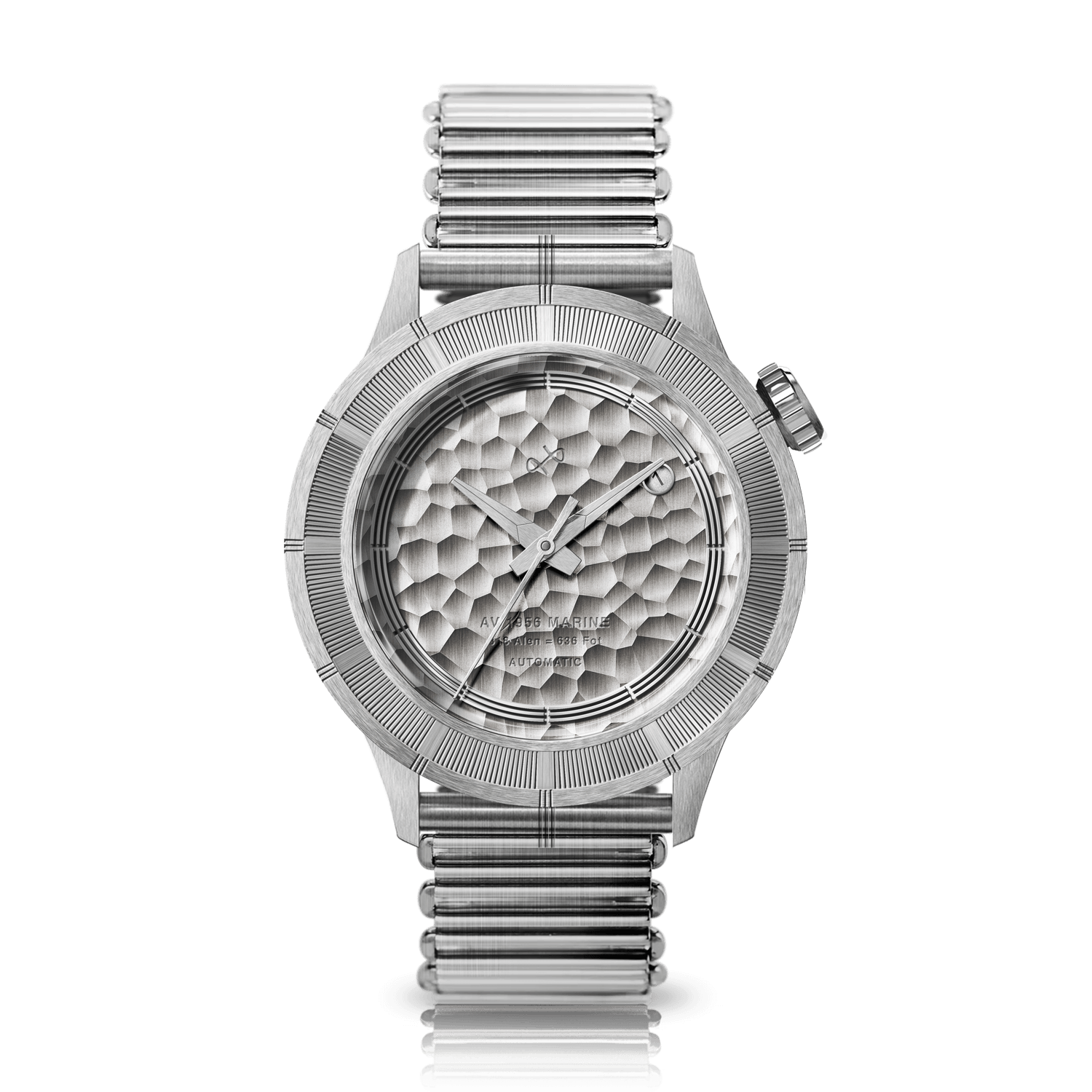 956 Marine Automatic, Seconde / Seconde by AV86 with textured dial, automatic movement, sapphire crystal, and metal bracelet strap