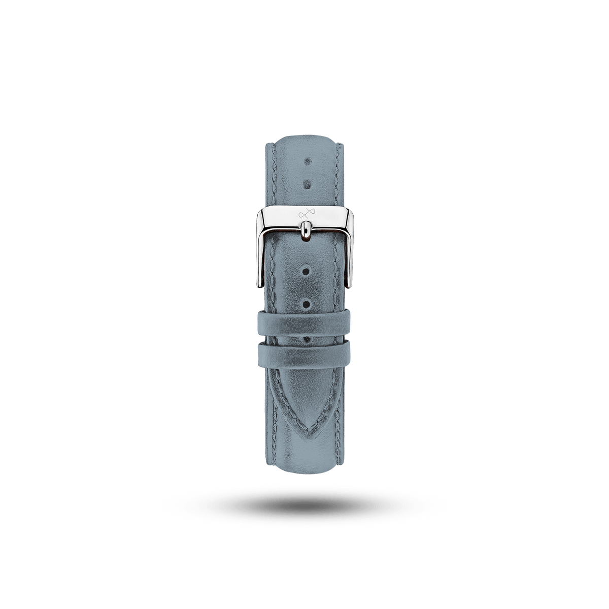 Suede - Blue leather watch strap with polished silver buckle by AV86, reflecting Danish design and Nordic minimalism.