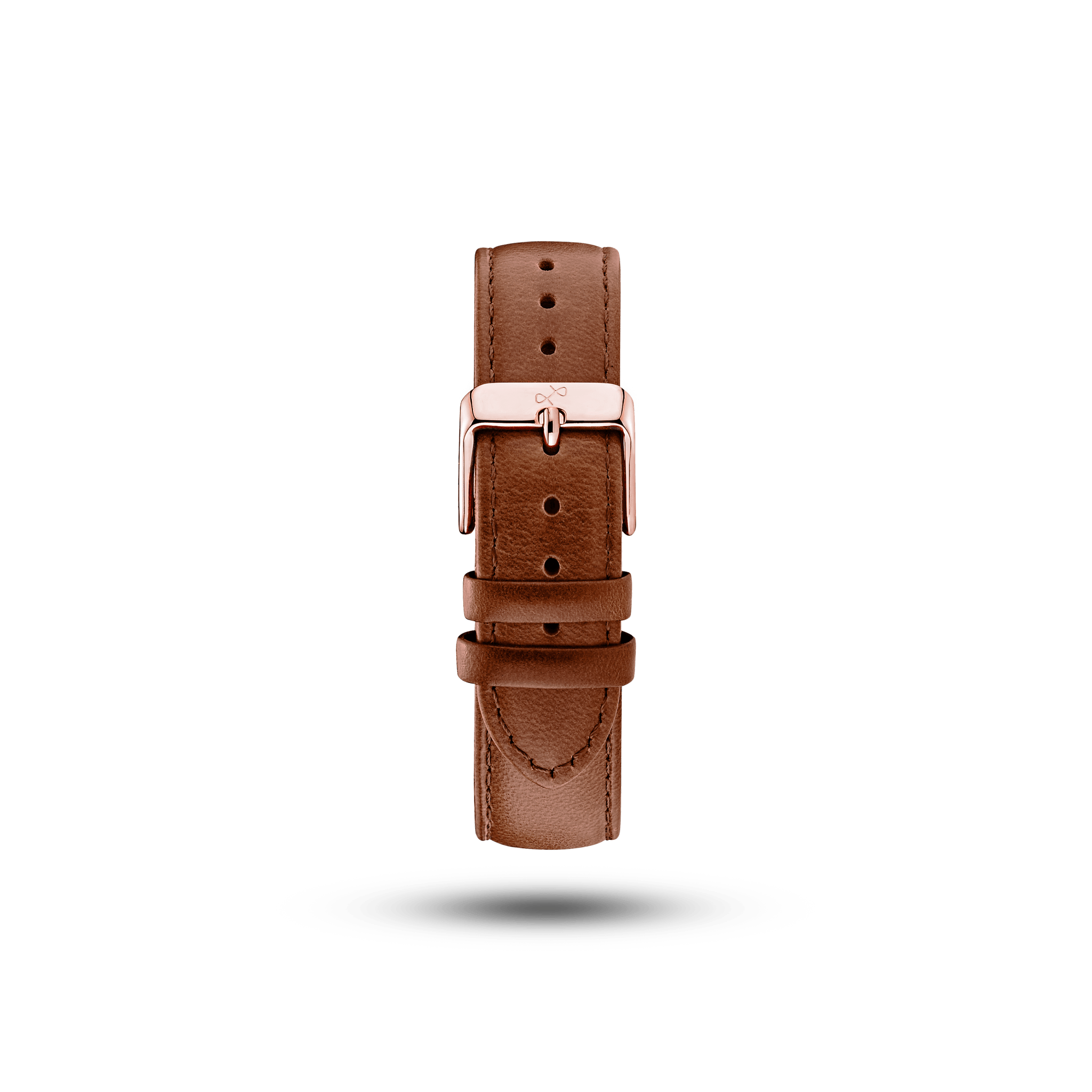 Leather - Brown two-piece strap by AV86 crafted from high quality leather with engraved logo and rose gold plated pin buckle