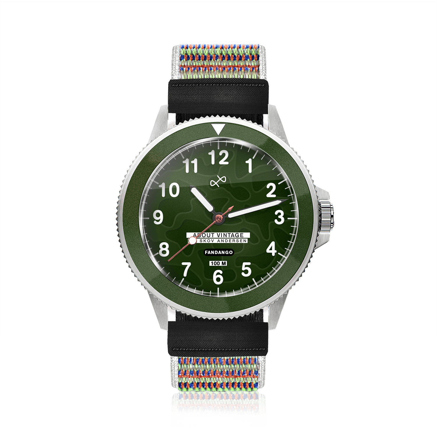 Fandango 'BOB', Green / Green by AV86 kid’s watch with luminous big numbers, easy velcro strap, and stainless steel case