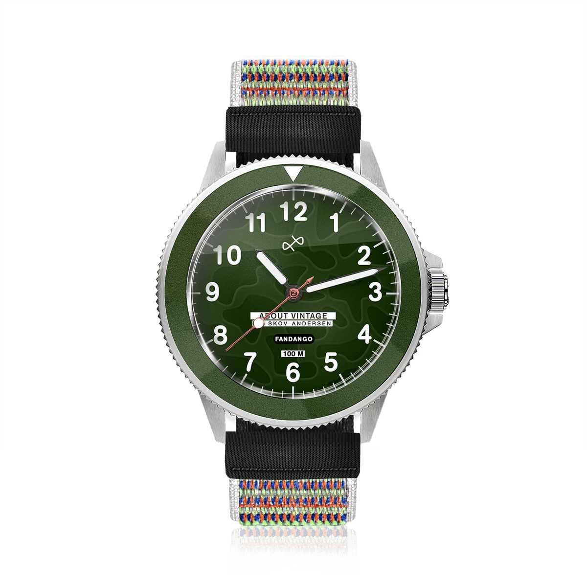 Fandango 'BOB', Green / Green by AV86 kid’s watch with luminous big numbers, easy velcro strap, and stainless steel case
