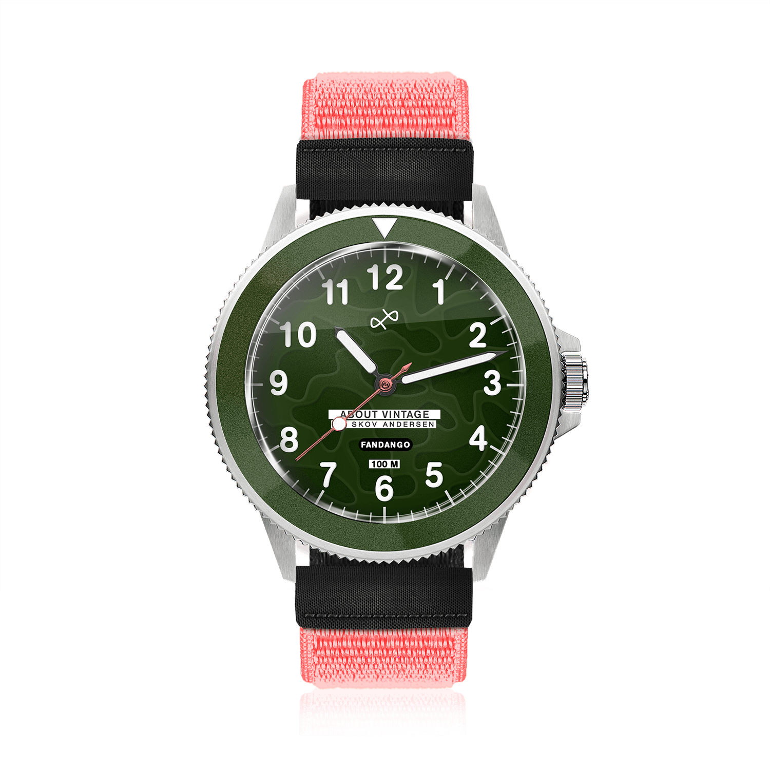 Fandango 'BOB', Green / Green by AV86 kids watch with luminous dial, easy velcro strap, stainless steel case, and playful design