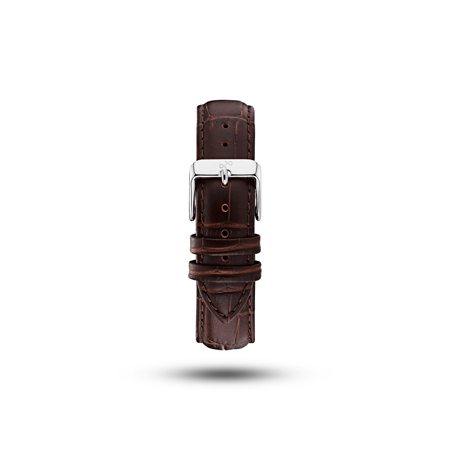 Leather - Brown Croco strap by AV86 crafted from high-quality leather with signature engravings and polished pin buckle closure