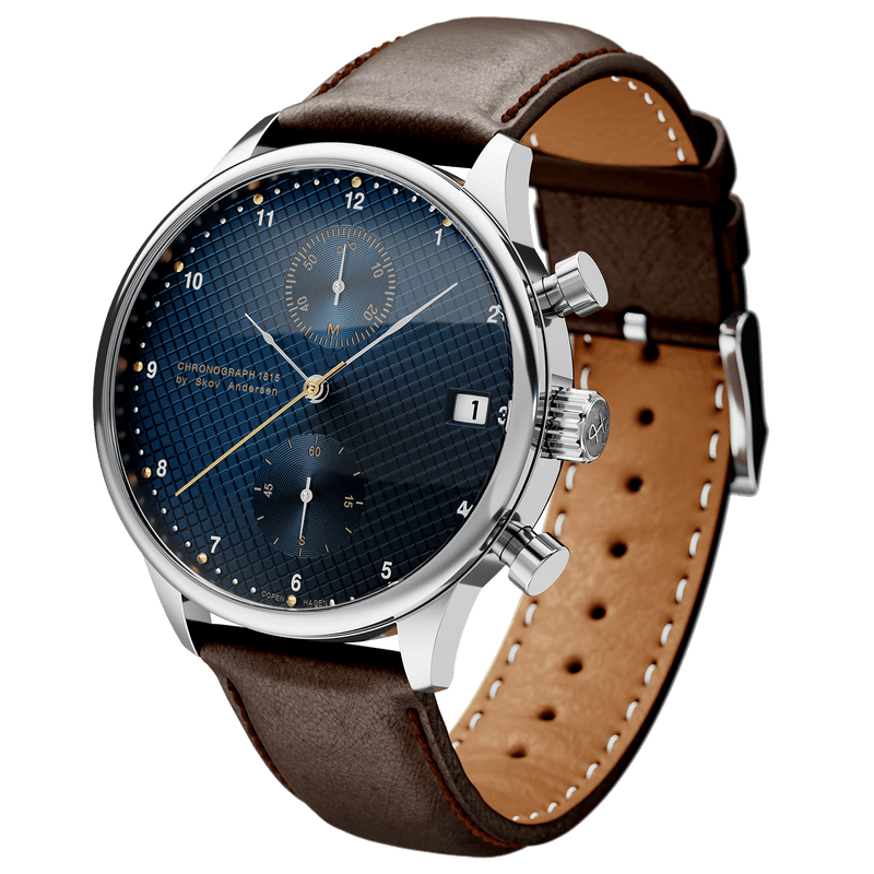 1815 AV86 Chronograph med vintage-inspireret urskive, Sapphire Crystal, kronograf-funktion og brun læderrem