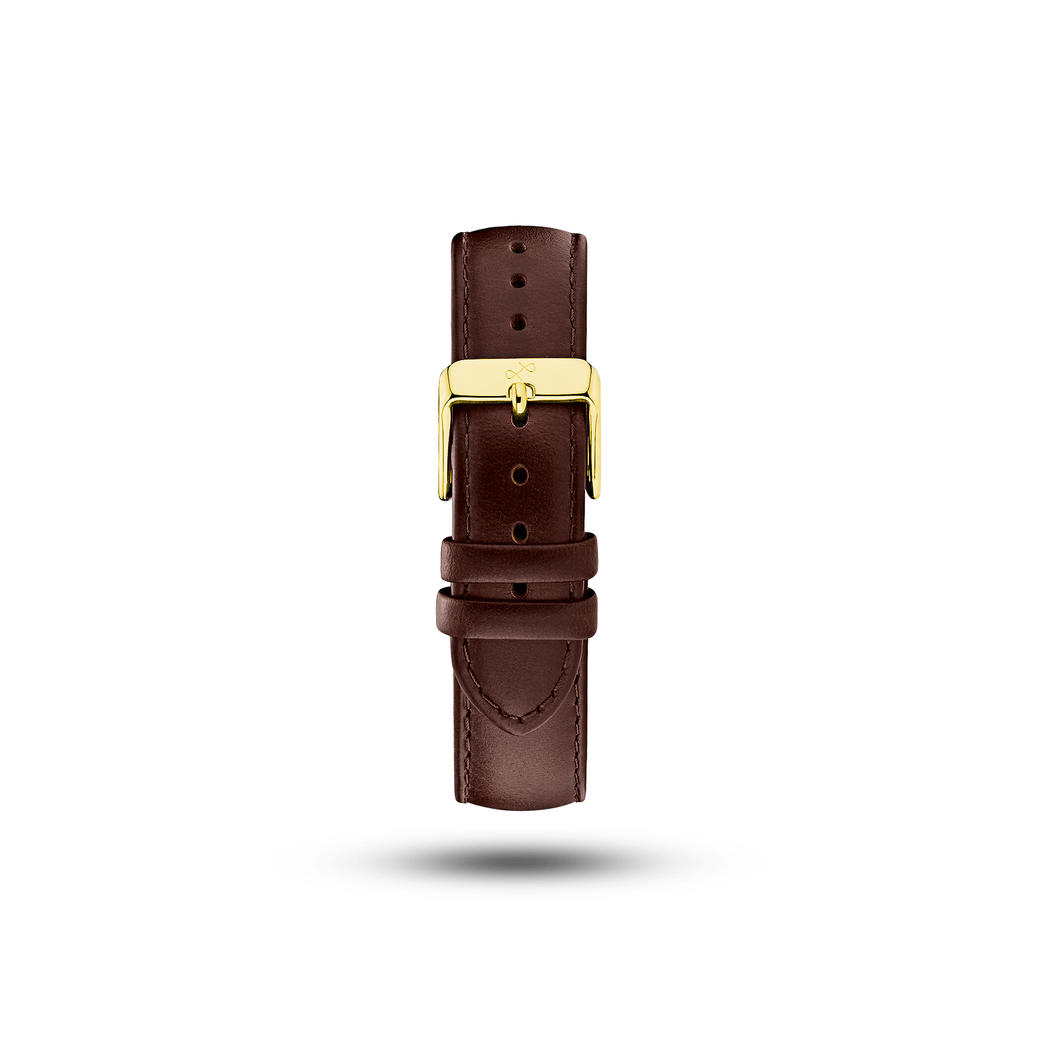 Leather - Dark Brown two-piece strap by AV86 crafted from high-quality leather with polished gold-plated pin buckle and engraved detailing