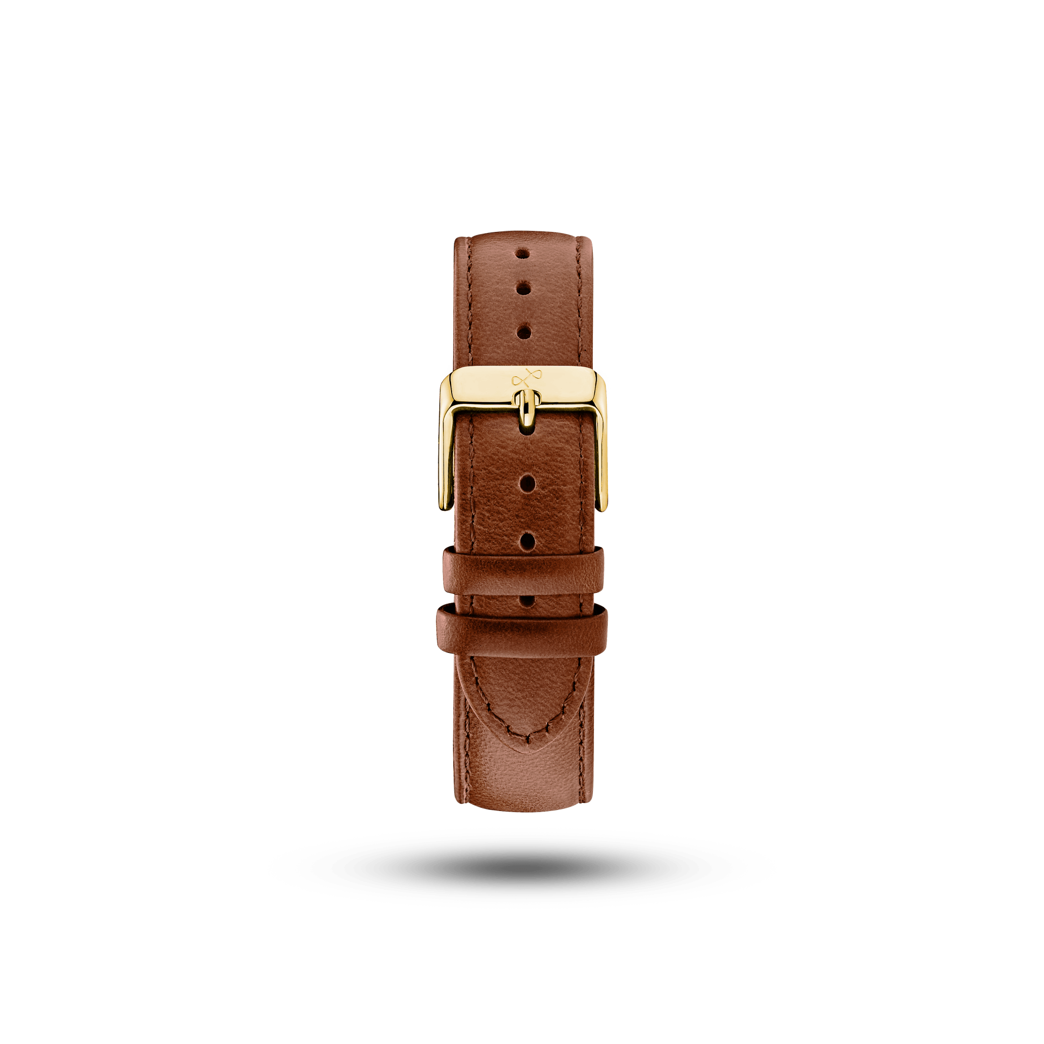 Leather - Brown two-piece high-quality leather strap with gold plated pin buckle and AV86 engraving on the back