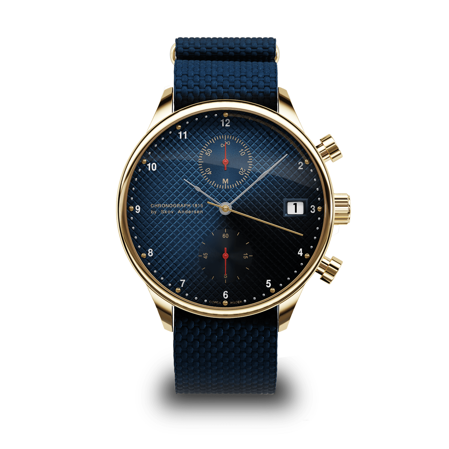 1815 저스틴 개틀린, AV86 Chronograph (Sapphire Crystal, 텍스처 다이얼, 날짜 창, 블루 패브릭 스트랩)