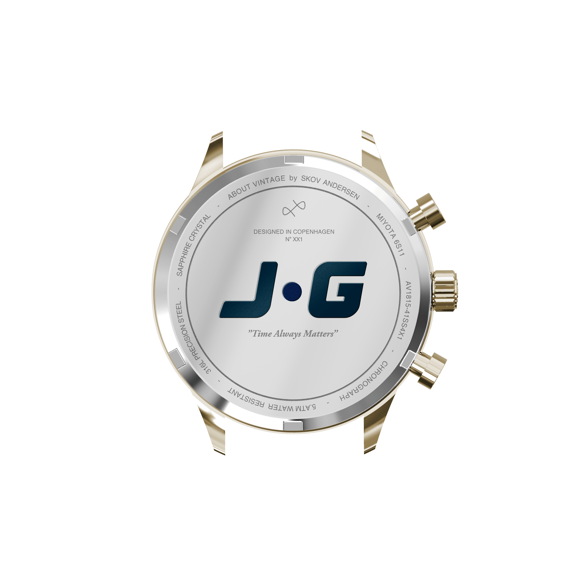 1815 저스틴 개틀린, 골드 / 블루 터틀 AV86 럭셔리 Chronograph (Sapphire Crystal, 골드 케이스, 정교한 각인 디자인이 적용된 케이스 백)