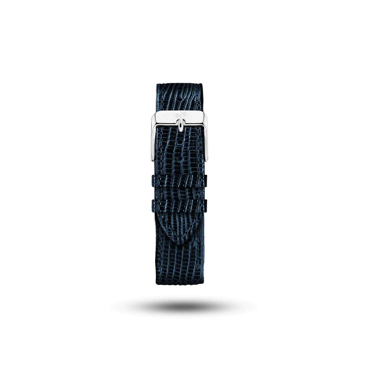 Patterned Leather (Classic) - Navy strap by AV86 features a textured lizard grain design crafted in premium leather, exemplifying Nordic minimalism and Danish design expertise.