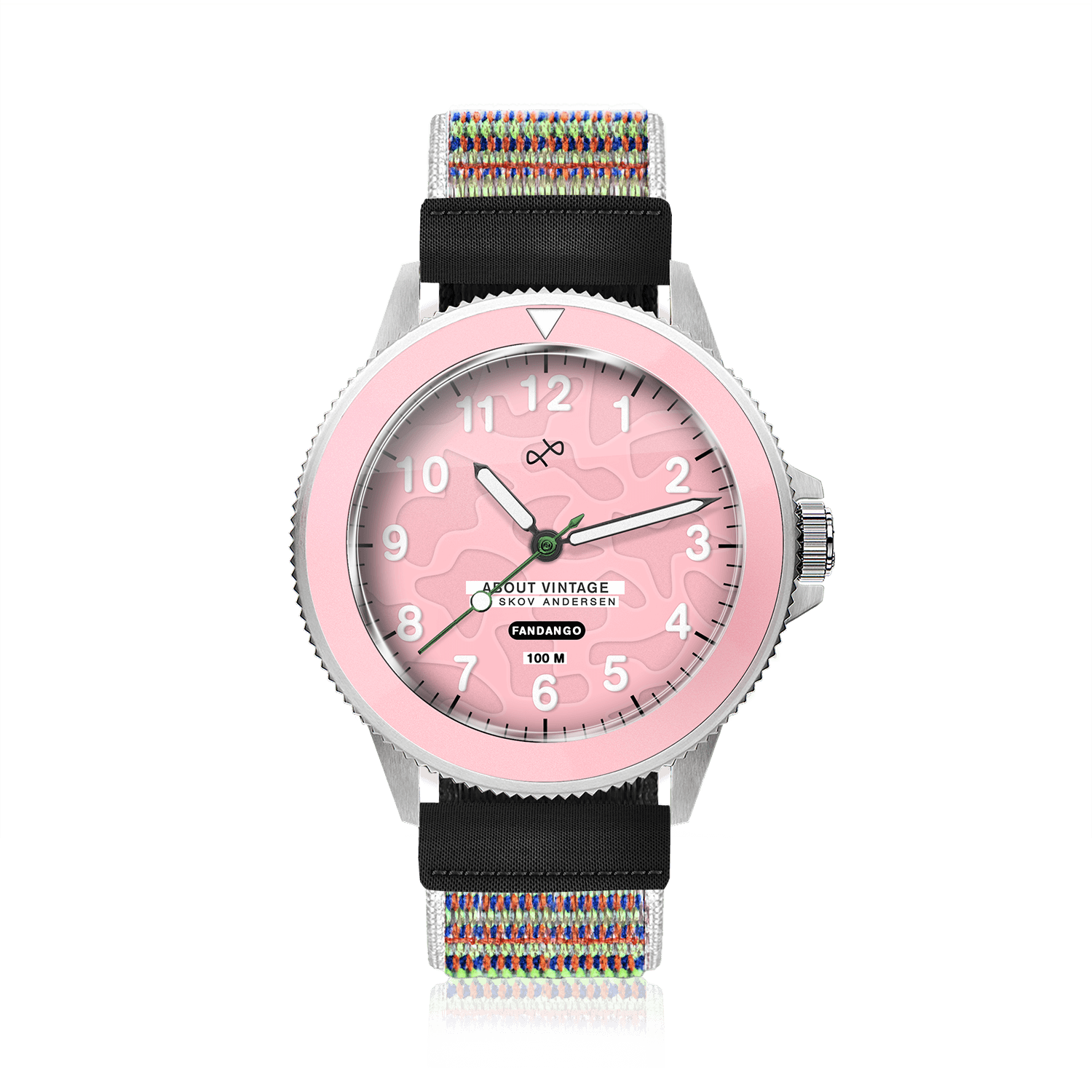 Fandango 'UMA', Pink / Pink by AV86 kids watch with luminous dial, easy velcro strap, and durable 100m water resistant case