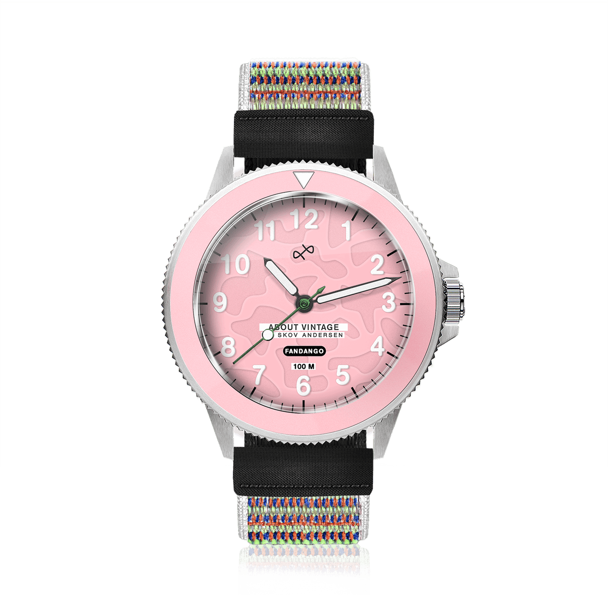 Fandango 'UMA', Pink / Pink by AV86 kids watch with luminous dial, easy velcro strap, and durable 100m water resistant case