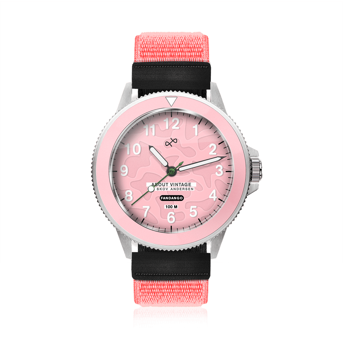 Fandango 'UMA', Pink / Pink by AV86 kids watch with luminous big numbers, easy velcro strap, and durable bezel design