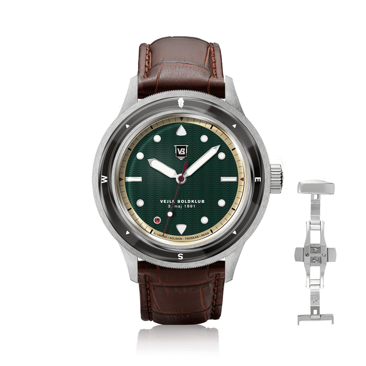 VB Kong Hans Eg, Limited Edition / Forudbestilling by AV86 vintage-inspired diver with compass bezel, sapphire crystal, and brown leather strap