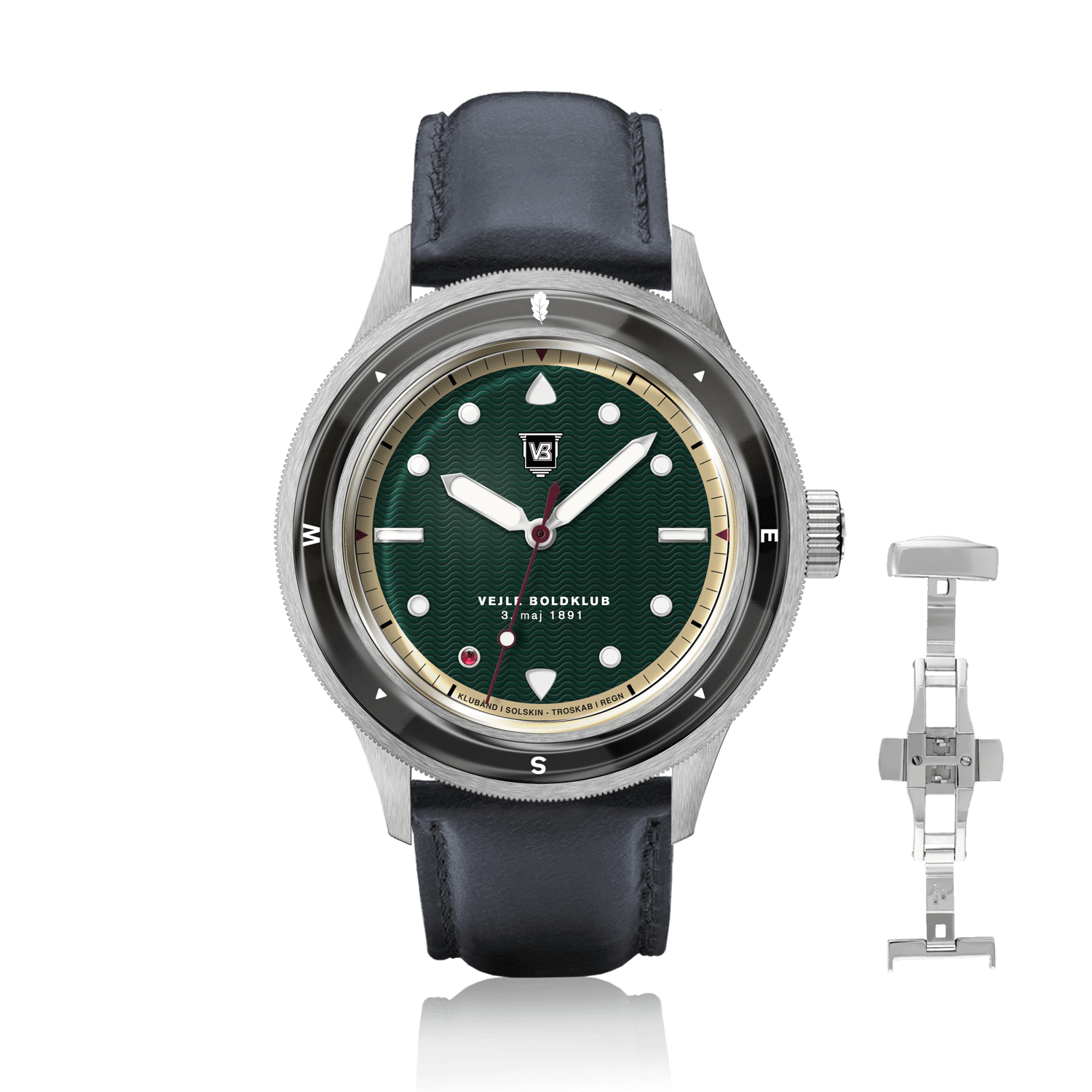VB Kong Hans Eg, Limited Edition / Forudbestilling by AV86 vintage-inspired diver with sapphire crystal, compass bezel, and leather strap
