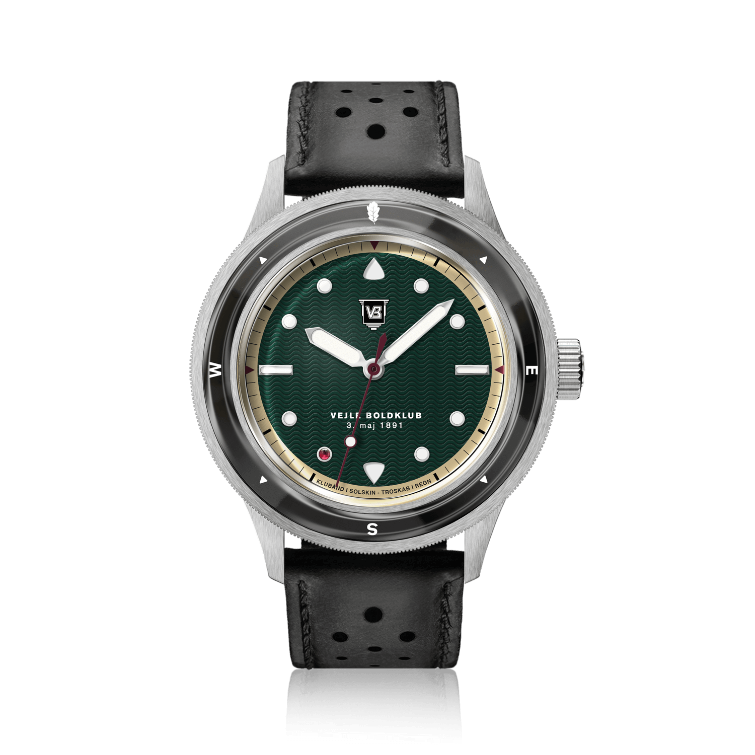 VB Kong Hans Eg, Limited Edition / Forudbestilling by AV86 vintage-inspired diver with compass bezel, sapphire crystal, and perforated leather strap