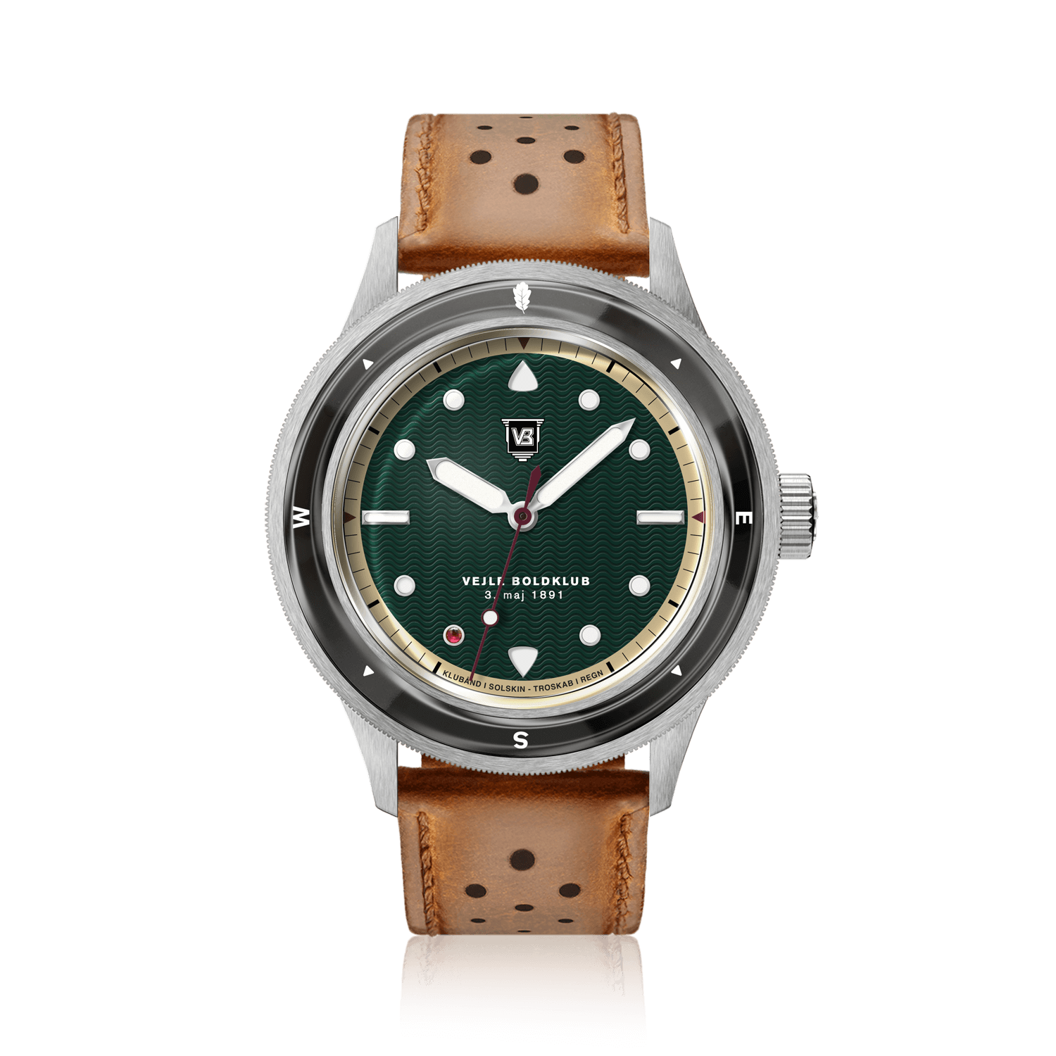 VB Kong Hans Eg, Limited Edition / Forudbestilling by AV86 vintage-inspired diver with compass bezel, sapphire crystal, and perforated leather strap