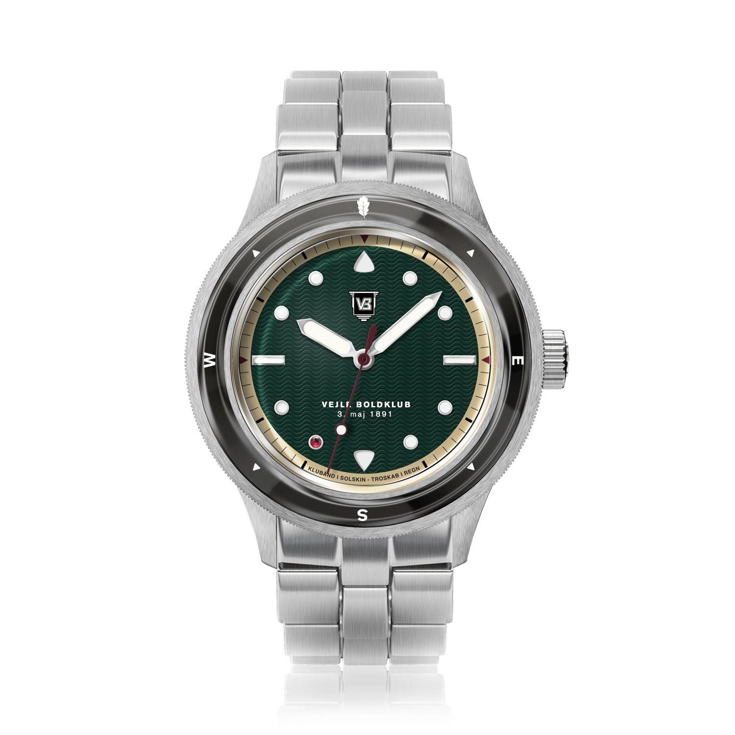 VB Kong Hans Eg, Limited Edition / Forudbestilling by AV86 vintage-inspired diver with compass bezel, sapphire crystal, and metal bracelet strap