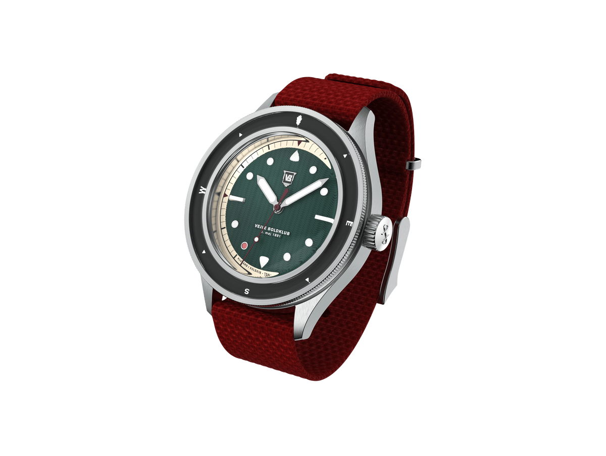 VB Kong Hans Eg, Limited Edition / Forudbestilling by AV86 vintage-inspired diver with compass bezel, sapphire crystal, and woven fabric strap