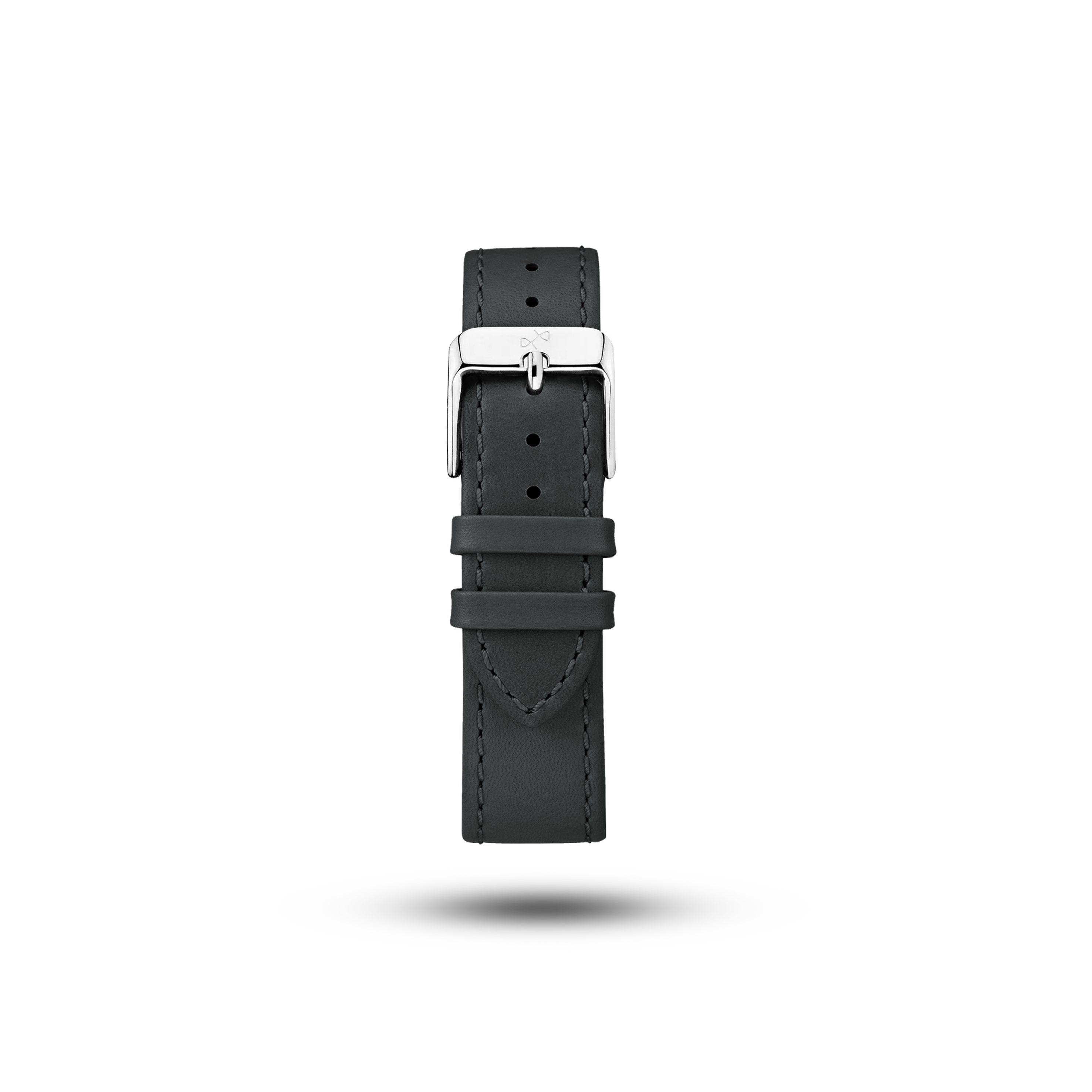 Leather (Classic) - Dark Grey premium two-piece slim leather watch strap by AV86 with engraved detailing and polished buckle clasp