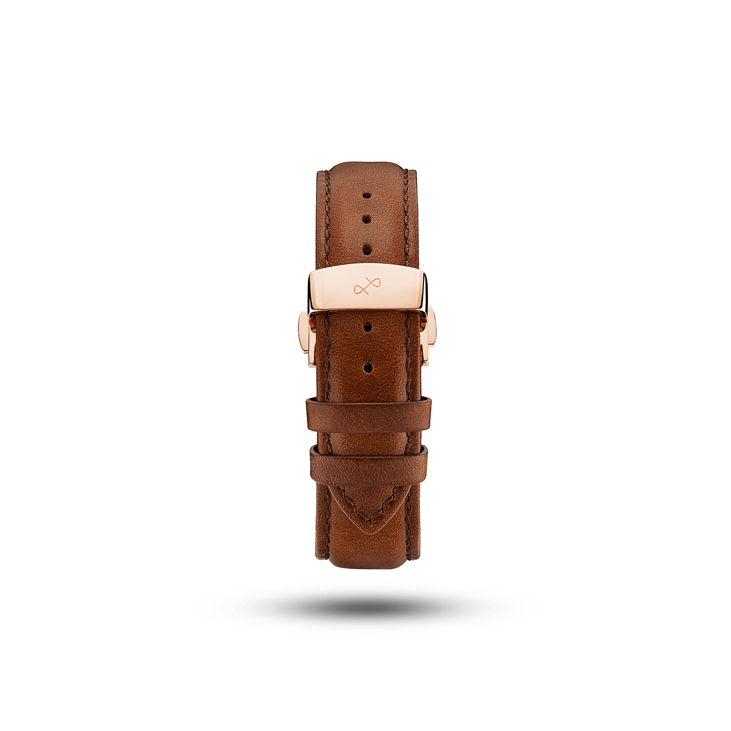 Butterfly Clasp - Brown by AV86 luxury brown leather strap with engraved logo and polished butterfly clasp closure