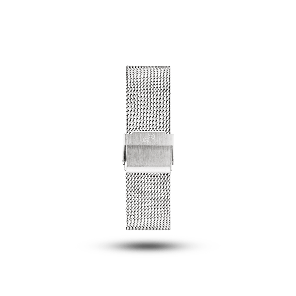 Mesh Band - Steel by AV86 stainless steel two-piece strap with signature bow logo buckle, interchangeable and minimalist design