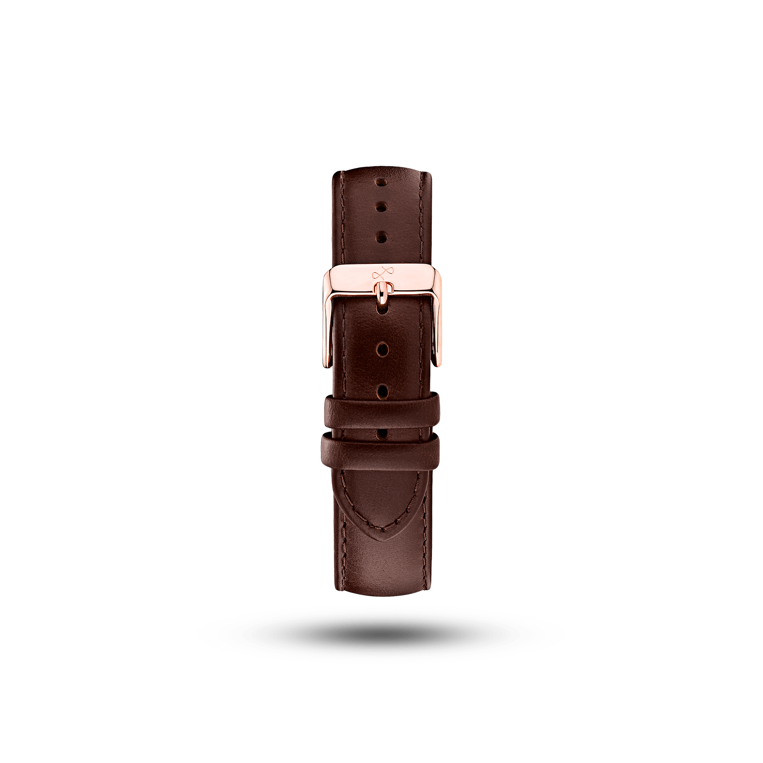 Leather - Dark Brown two-piece strap by AV86 crafted from high-quality leather with engraved detail and rose gold plated buckle