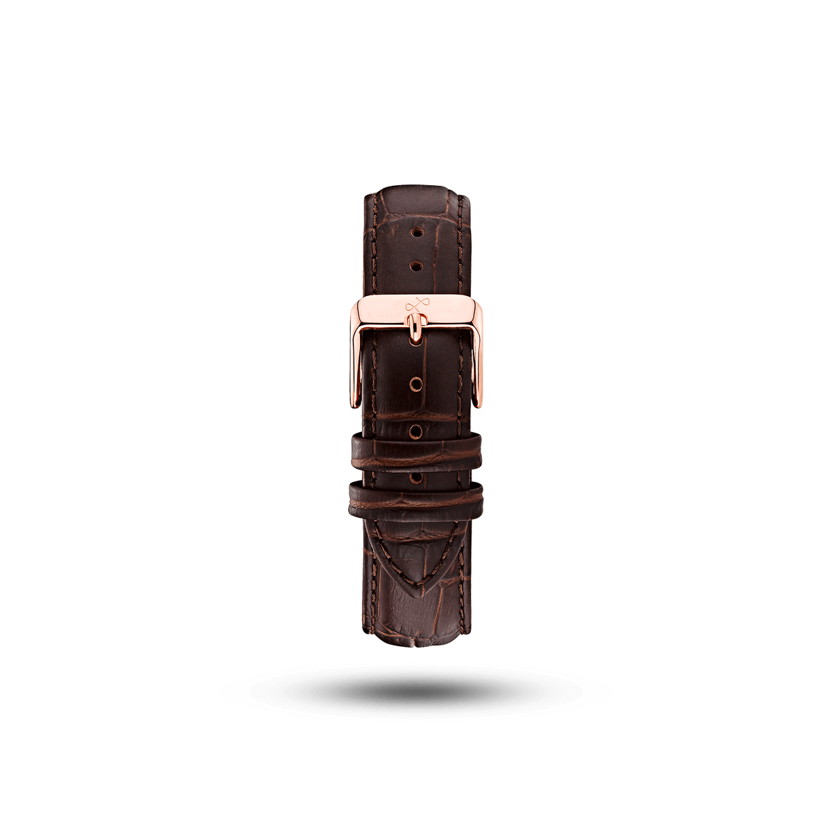 Leather - Brown Croco strap by AV86 crafted from high-quality leather with signature engraved back and rose gold plated buckle