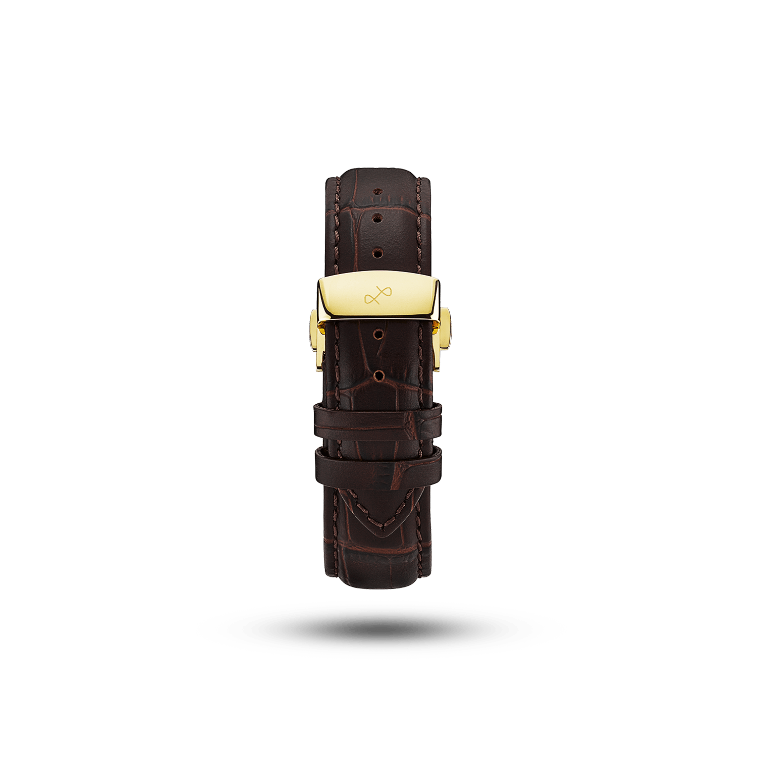 Butterfly Clasp - Brown Croco by AV86 with high-quality brown croco leather strap and engraved butterfly clasp closure