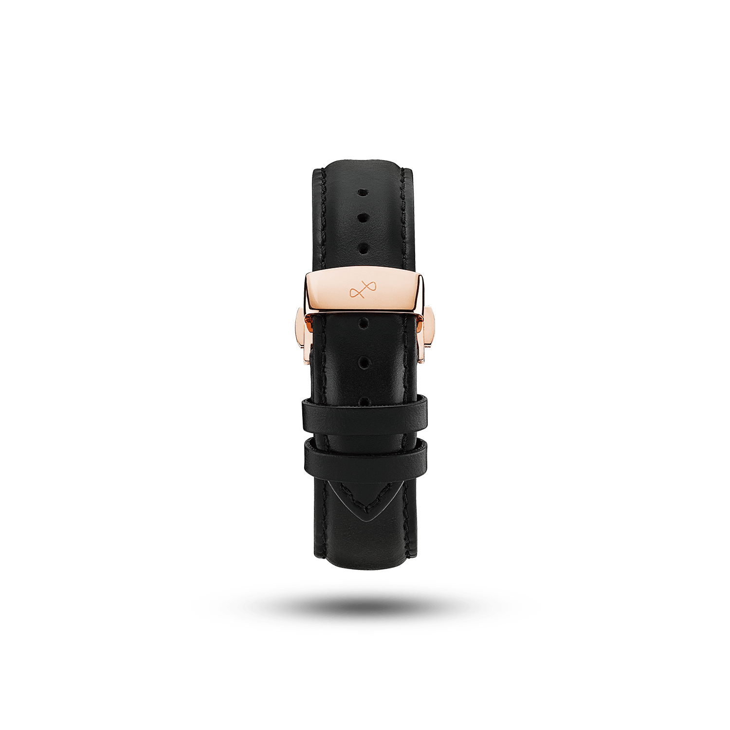 Butterfly Clasp - Black by AV86 premium black leather strap with engraved butterfly clasp in gold plated finish
