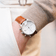 1844 Chronograph by AV86 with sapphire crystal, precision dial, chronograph function, and brown leather strap in minimalist style