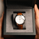 1844 Chronograph by AV86 with vintage-inspired dial, precise chronograph functions, sapphire crystal, and brown leather strap in presentation box