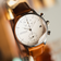 1844 Chronograph by AV86 with precision dial, sapphire crystal, chronograph subdials, date window, and brown leather strap