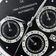 1564 Chronodate Automatic by AV86 vintage-inspired dial with triple subdials, date window, and finely textured black face