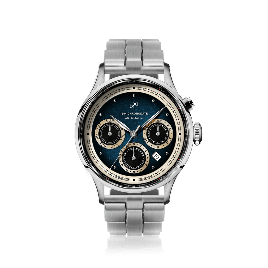 1564 Chronodate Automatic, Steel / Blue