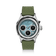 1564 Chronodate Automatic by AV86 vintage-inspired chronograph with sapphire crystal, multifunction dial, and green rubber strap