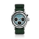 1564 Chronodate Automatic by AV86 vintage-inspired automatic chronograph with sapphire crystal, multifunction dial, and green fabric strap