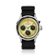1564 Chronodate Automatic by AV86 vintage-inspired chronograph with sapphire crystal, textured black fabric strap, and multi-function dial