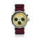 1564 Chronodate Automatic by AV86 vintage-inspired chronograph with sapphire crystal, multi-function dial, and burgundy fabric strap