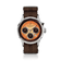1564 Chronodate Automatic by AV86 vintage-inspired chronograph with sapphire crystal, multi-function dial, and brown fabric strap